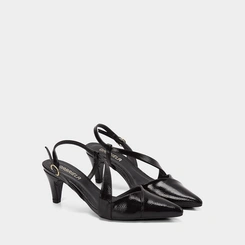 Scarpin Slingback Feminino Gabriela Salto Médio Fino Preto