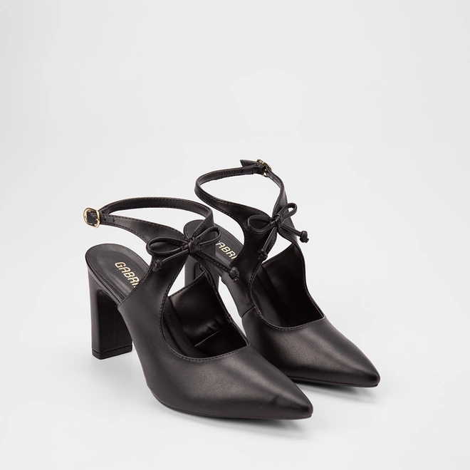 Scarpin Feminino Gabriela Salto Alto Reto Detalhe Laço Preto