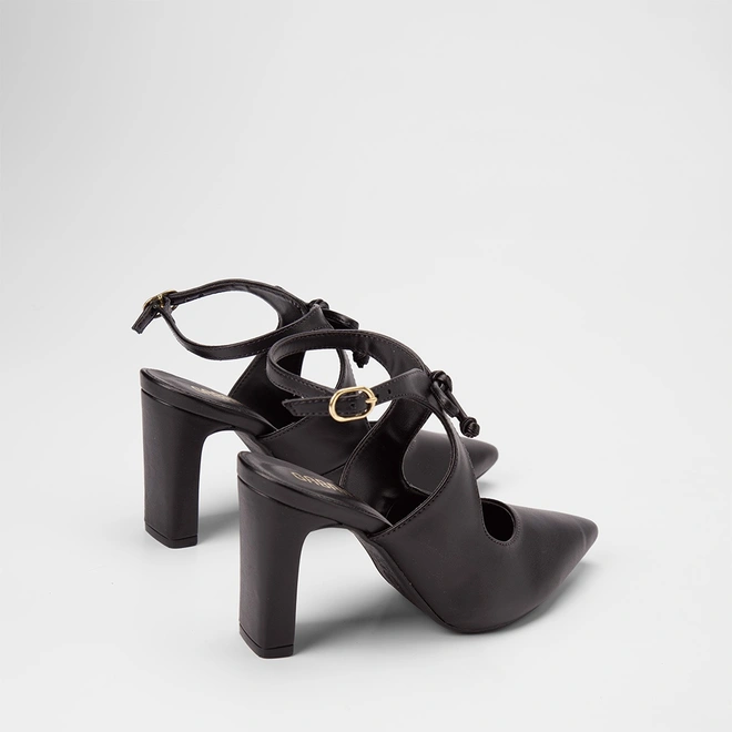 Scarpin Feminino Gabriela Salto Alto Reto Detalhe Laço Preto