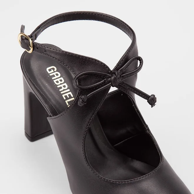 Scarpin Feminino Gabriela Salto Alto Reto Detalhe Laço Preto