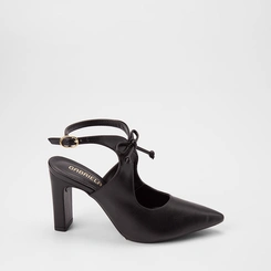 Scarpin Feminino Gabriela Salto Alto Reto Detalhe Laço Preto