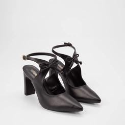 Scarpin Feminino Gabriela Salto Alto Reto Detalhe Laço Preto