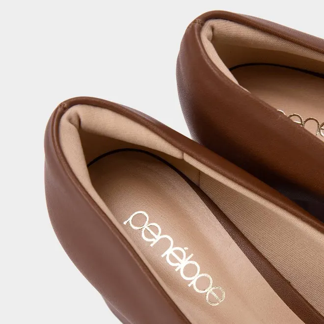Scarpin Feminino Penélope Salto Bloco Médio Marrom