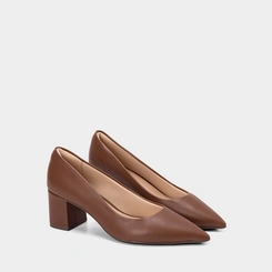 Scarpin Feminino Penélope Salto Bloco Médio Marrom