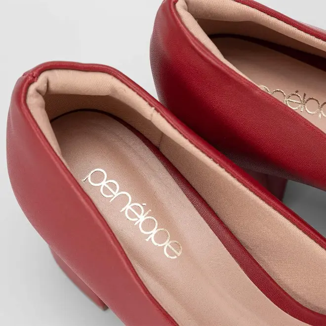 Scarpin Feminino Penélope Salto Bloco Médio Vermelho
