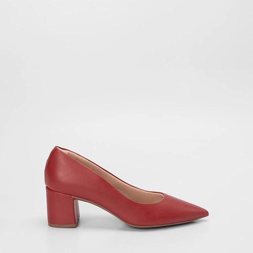 Scarpin Feminino Penélope Salto Bloco Médio Vermelho