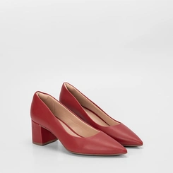 Scarpin Feminino Penélope Salto Bloco Médio Vermelho