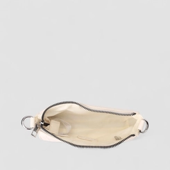 Bolsa Baguete Gabriela Pequena Alça Corrente Textura Croco Off White