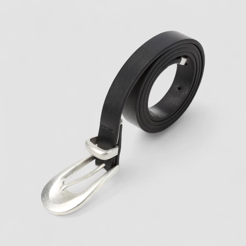 Cinto Feminino Gabriela Fivela Prata Preto
