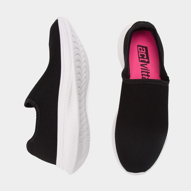 Tênis Esportivo Feminino Actvitta Preto & Branco