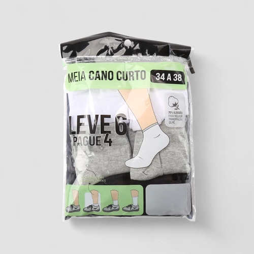 Kit Meia STZ Cano Curto 6 Pares 34-38 Multicolor