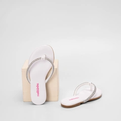 Rasteira Infantil Molekinha Tira Em Strass Branco