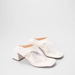 Tamanco Feminino Gabriela Salto Bloco Médio Off White