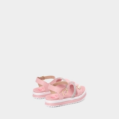 Sandália Infantil Molekinha Flatform Gatinho Pérola Tira Em Strass Rosa