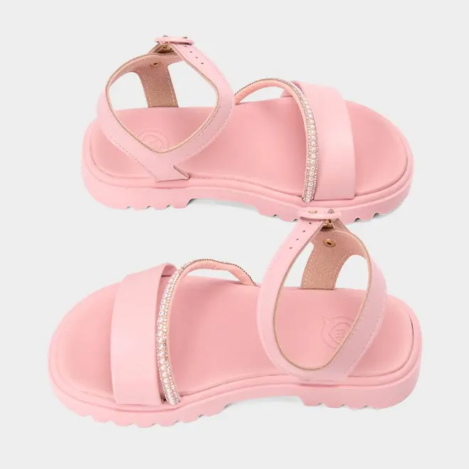 Sandália Infantil Molekinha Tira Pérola & Strass Rosa