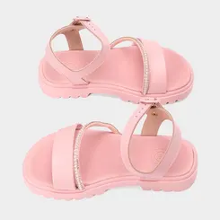 Sandália Infantil Molekinha Tira Pérola & Strass Rosa