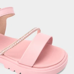 Sandália Infantil Molekinha Tira Pérola & Strass Rosa