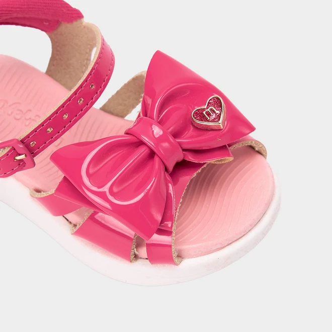 Sandália Bebê Molekinha Com Led Detalhe Laço Verniz Rosa