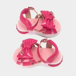 Sandália Bebê Molekinha Com Led Detalhe Laço Verniz Rosa