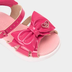 Sandália Bebê Molekinha Com Led Detalhe Laço Verniz Rosa