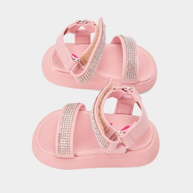 Sandália Bebê Molekinha Contato Tira Em Strass Rosa