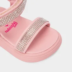 Sandália Bebê Molekinha Contato Tira Em Strass Rosa