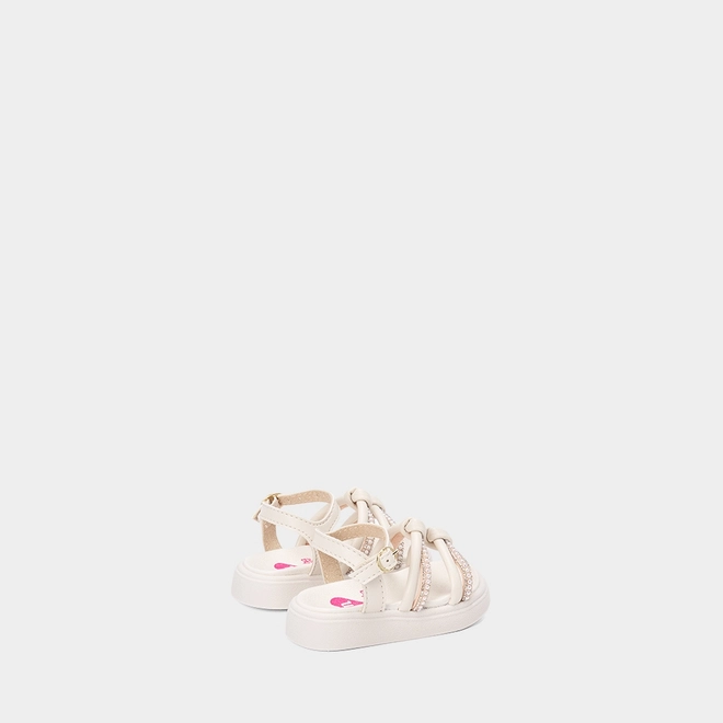 Sandália Bebê Molekinha Detalhe Strass & Pérola Off White