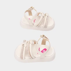 Sandália Bebê Molekinha Detalhe Strass & Pérola Off White