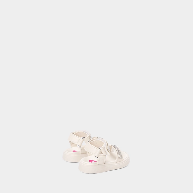 Sandália Bebê Molekinha Contato Tira Em Strass Off White