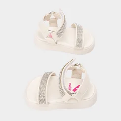 Sandália Bebê Molekinha Contato Tira Em Strass Off White
