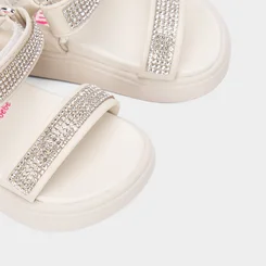 Sandália Bebê Molekinha Contato Tira Em Strass Off White