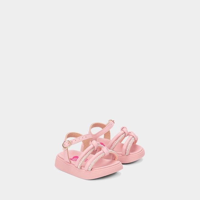 Sandália Bebê Molekinha Detalhe Strass & Pérola Rosa