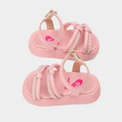 Sandália Bebê Molekinha Detalhe Strass & Pérola Rosa