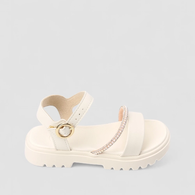 Sandália Infantil Molekinha Tira Strass Off White