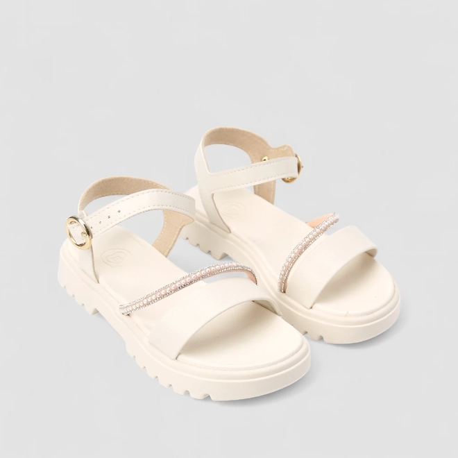 Sandália Infantil Molekinha Tira Strass Off White