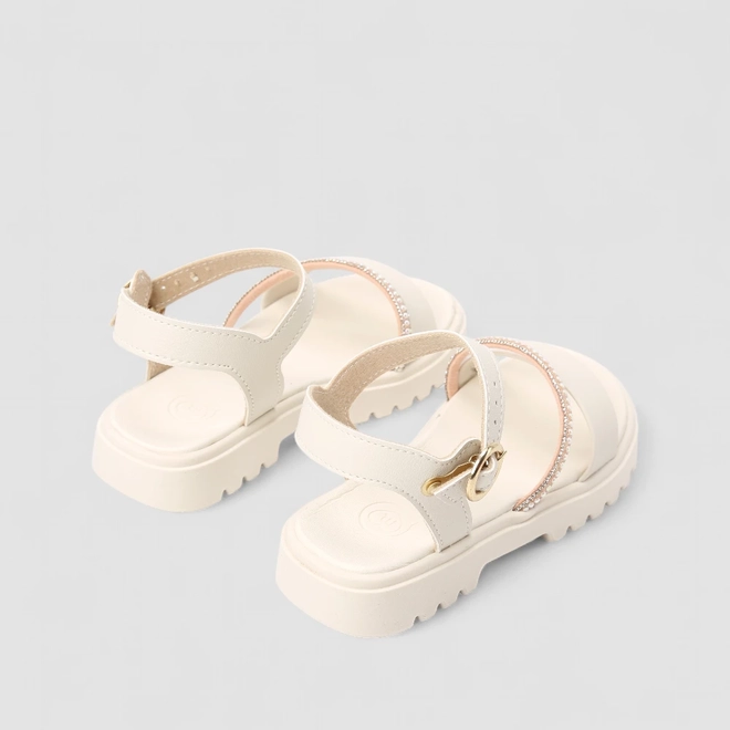 Sandália Infantil Molekinha Tira Strass Off White