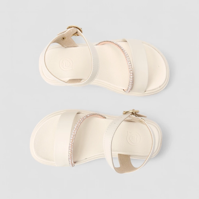 Sandália Infantil Molekinha Tira Strass Off White