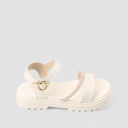 Sandália Infantil Molekinha Tira Strass Off White
