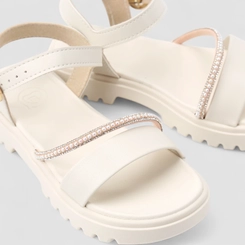 Sandália Infantil Molekinha Tira Strass Off White