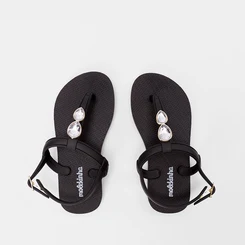 Sandália Infantil Molekinha Detalhe Pedraria Preto