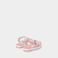 Sandália Infantil Molekinha Flatform Em Glitter Multitiras Metalizada Prata