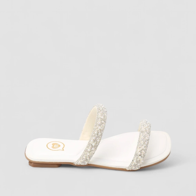 Rasteira Infantil Molekinha Strass Branco