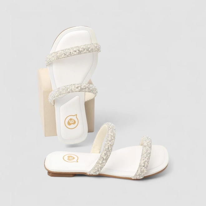 Rasteira Infantil Molekinha Strass Branco