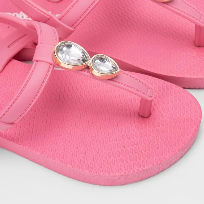 Sandália Infantil Molekinha Detalhe Pedraria Rosa