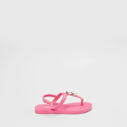 Sandália Infantil Molekinha Detalhe Pedraria Rosa