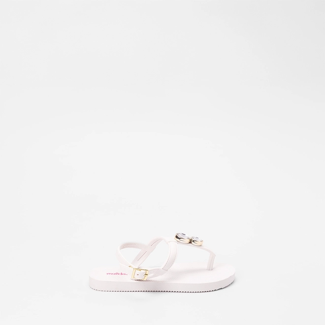 Sandália Infantil Molekinha Detalhe Pedraria Branco