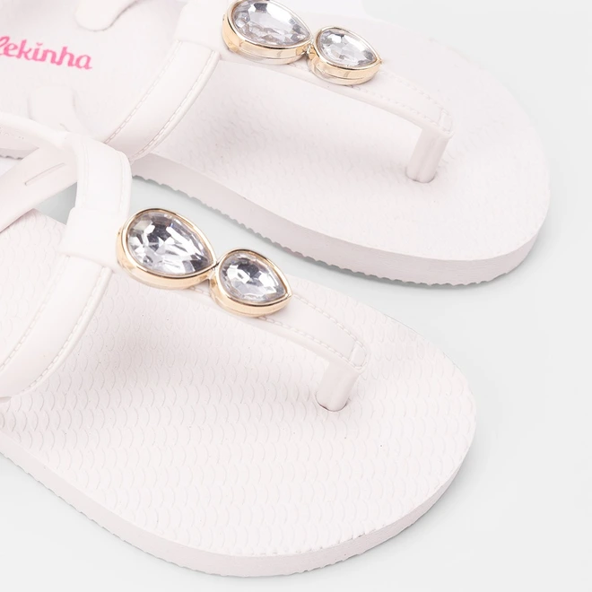 Sandália Infantil Molekinha Detalhe Pedraria Branco