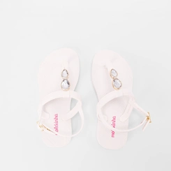 Sandália Infantil Molekinha Detalhe Pedraria Branco