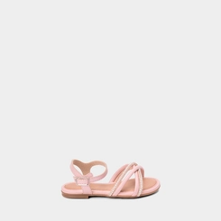 Sandália Infantil Molekinha Multitiras Cruzadas Detalhe Pérolas Rosa