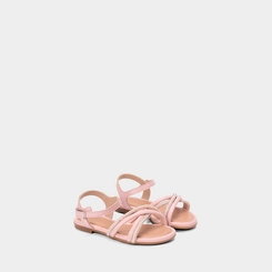 Sandália Infantil Molekinha Multitiras Cruzadas Detalhe Pérolas Rosa